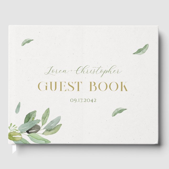 Livre D'or Branche de feuilles d'olive de Toscane moderne (Recto)