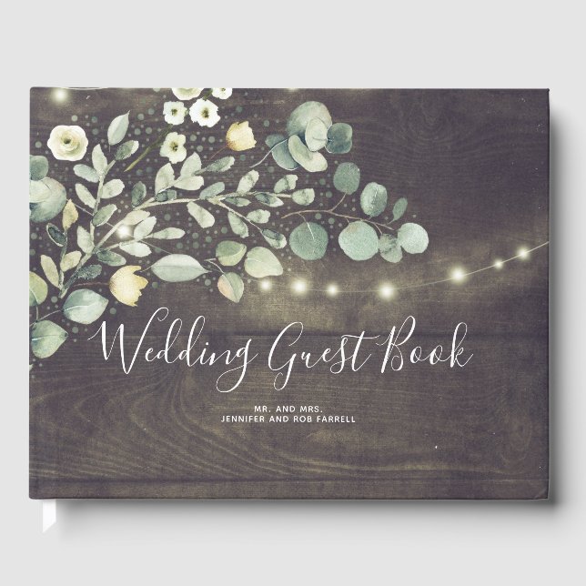 Livre D'or Branches vertes Mariage campagnard rustique (Recto)