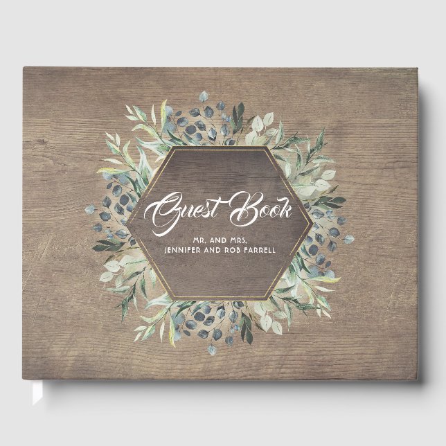 Livre D'or Branches vertes Mariage campagnard rustique (Recto)