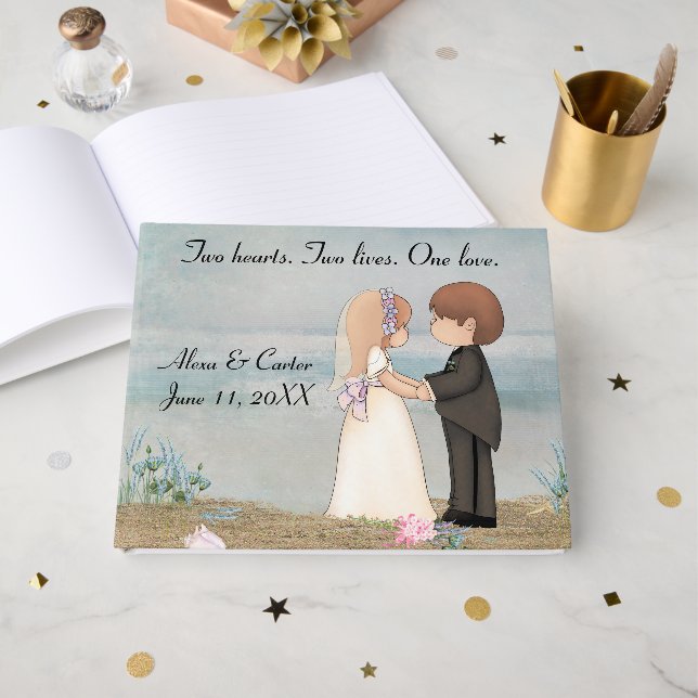 Livre D'or Bride and Groom on a Beach (Recto ouvert)