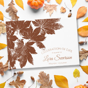 Livre D'or Brown Automne Feuilles Célébration de la vie Memor