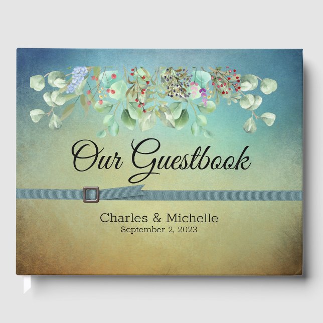 Livre d'or Brown et Blue Ombre Mariage (Recto)