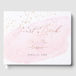 Livre D'or Bulles de Champagne Rose Blush Échantillon Aquarel