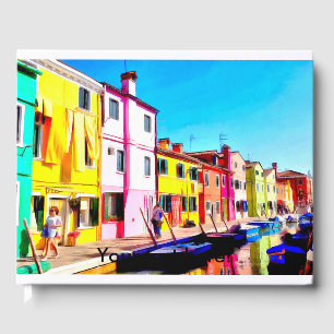 Livre D'or Burano, peinture d'aquarelle de Venise