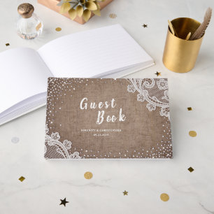 Livre D'or Burlap Lace argent parties scintillant mariage cam