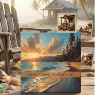 Livre D'or Cabane de la plage au coucher du soleil Vagues Liv