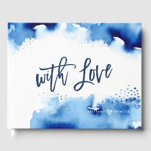 Livre D'or CADEAU DE COUPLE aquarelle bleue lettrage main