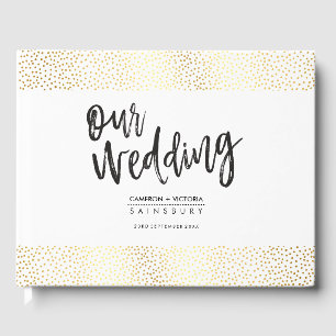 Livre D'or cadeau de mariage confettis dorés calligraphiés