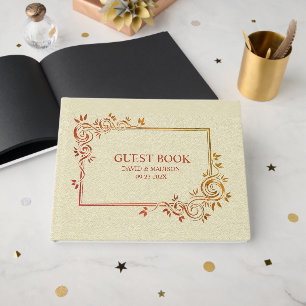 Livre D'or Cadre Brown en cuir beige Faux