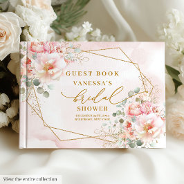 Livre D'or Cadre floral moderne boho blush or mariage
