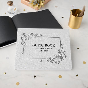 Livre D'or Cadre noir en cuir blanc Faux