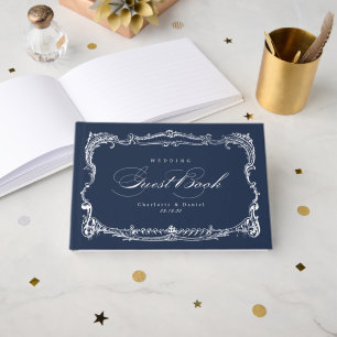 Livre D'or Cadre vintage Navy Script classique de mariage.