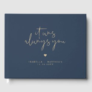 Livre D'or CAITLIN Elegant Marine et Gold Simple Mariage