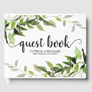 Livre D'or Calligraphie Élégante Mariage Botanique Verdure
