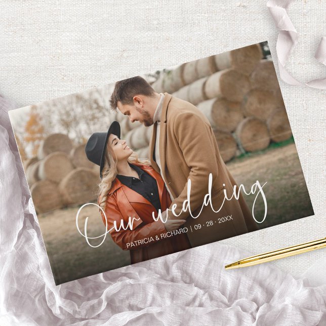 Livre D'or Calligraphie moderne Couple Photo Mariage (Créateur téléchargé)