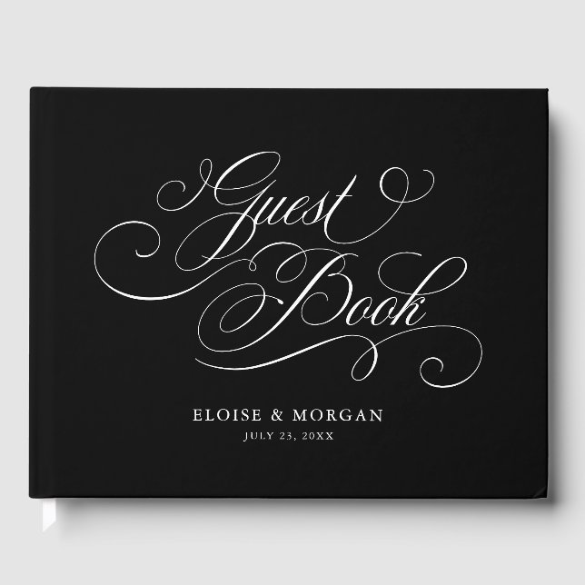 Livre D'or Calligraphie moderne intemporelle mariage noir et  (Recto)