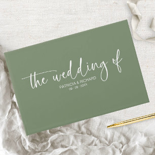 Livre D'or Calligraphie Moderne Mariage Vert Sauge