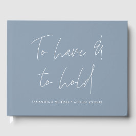 Livre D'or Calligraphie moderne Vows Dusty Mariage bleu