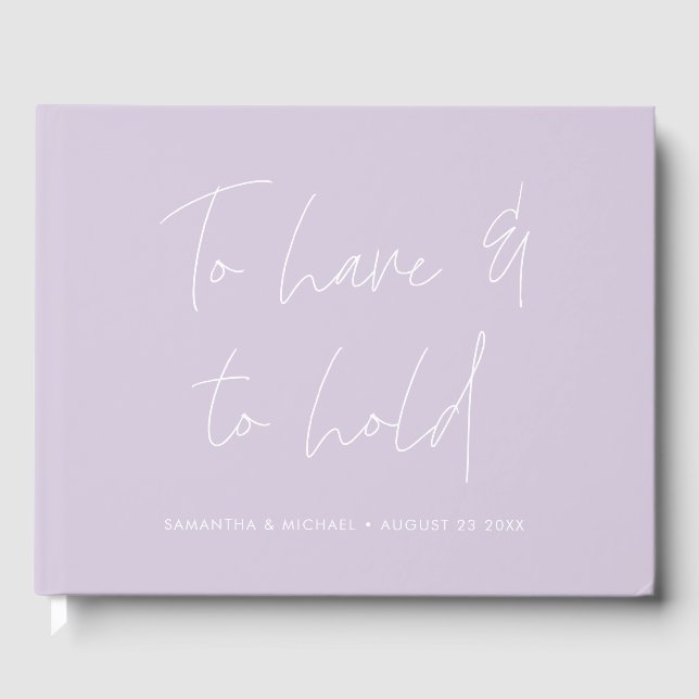 Livre D'or Calligraphie moderne Vows Light Purple Mariage (Recto)