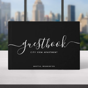 Livre D'or Calligraphie noir et blanc Vacances maison ou loca