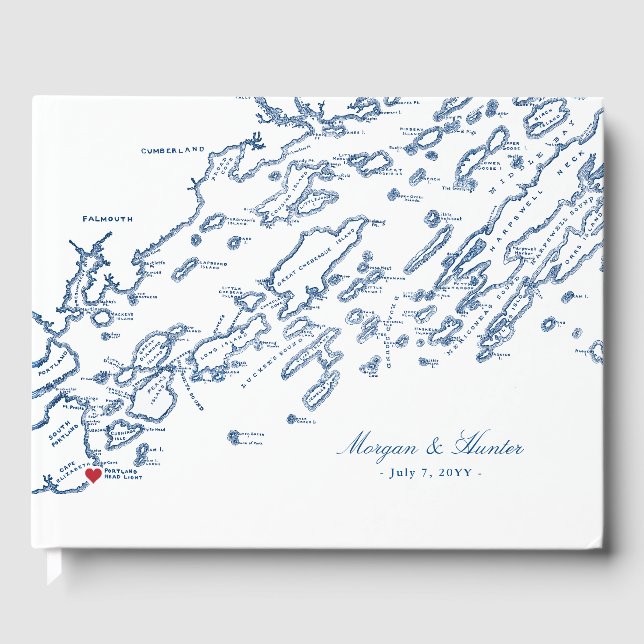 Livre D'or Cape Elizabeth Maine Casco Bay Mariage (Recto)