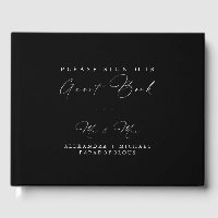 Carbone noir Elegant Minimal Mariage Guestbook