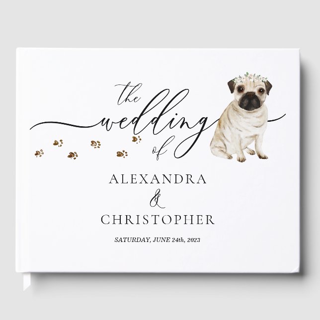 Livre D'or Carlin chiot animal Mariage Calligraphie (Recto)