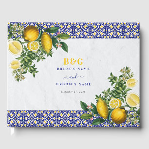 Livre D'or Carrelage bleu blanc jaune méditerranéen Mariage c