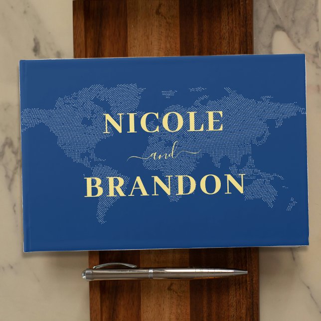 Livre D'or Carte du monde bleu Destination Mariage (Blue World Map Destination Wedding Guest Book
)