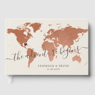 Livre D'or Carte du monde du cuivre Destination Wedding