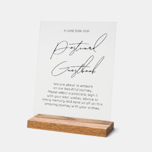 Livre d'or carte postale typographie mariage acryl