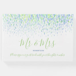 Livre D'or Cascade Dot art personnalisé mariage bleu vert