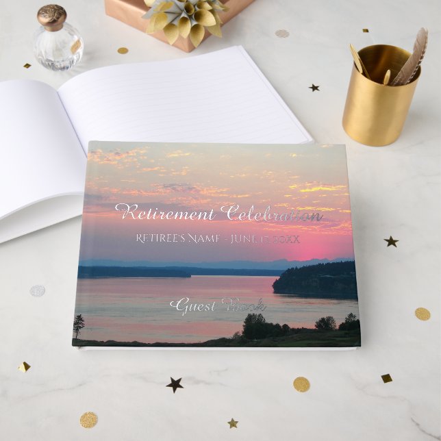 Livre D'or Célébration de la retraite du coucher de soleil ro (Recto ouvert)