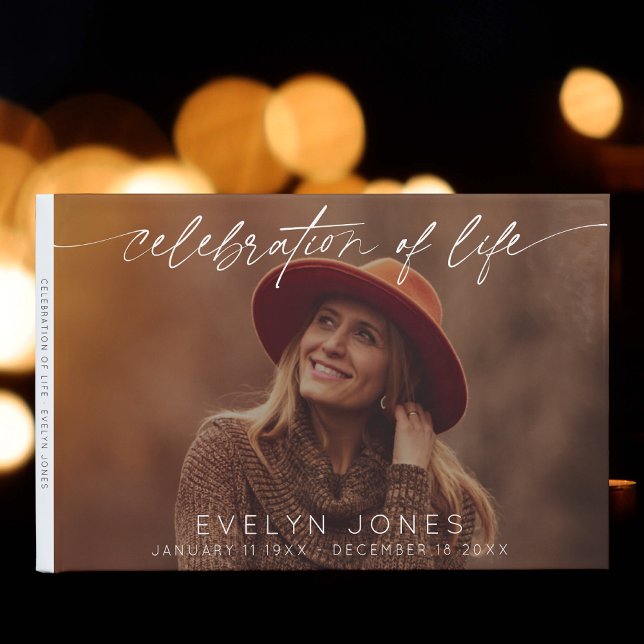 Livre D'or Célébration de la vie Script Funeral Photo (Créateur téléchargé)