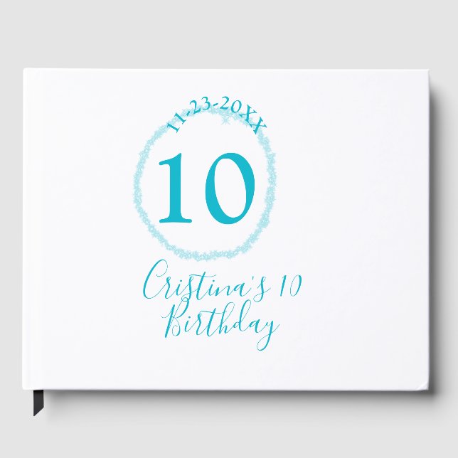 Livre D'or Cercle turquoise. Parties scintillant ronde 10e an (Recto)