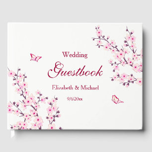 Livre D'or Cerisier Fleurs Rose Blanc Mariage Sur Mesure