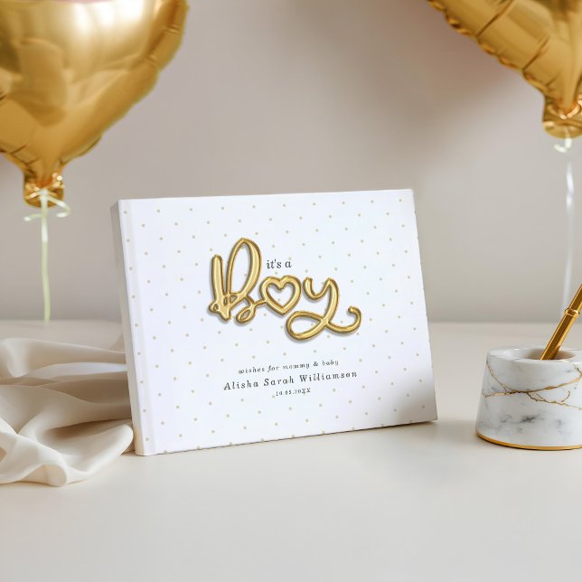 Livre D'or C'est un Garçon Gold Script Balloon Letters Baby (It's a Boy Gold Script Balloon Letters Baby Guest Book)