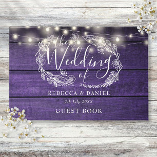 Livre D'or Chaîne éclaire Floral Rustique Mariage en bois vio