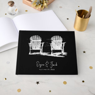 Livre D'or Chaises de plage Mariage noir et blanc