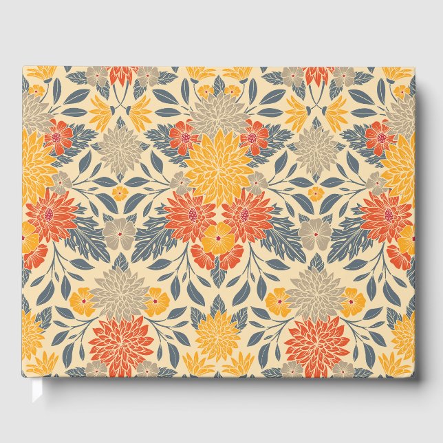 Livre D'or Chaleureux Jaune, Orange & Bleu Floral (Recto)