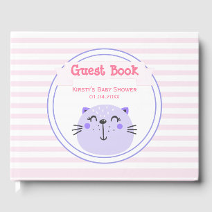 Livre D'or Chat mignon pourpre   BABY SHOWER