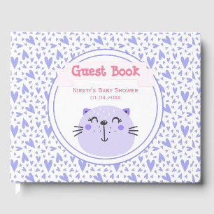 Livre D'or Chat mignon pourpre   Lilac Hearts Baby shower