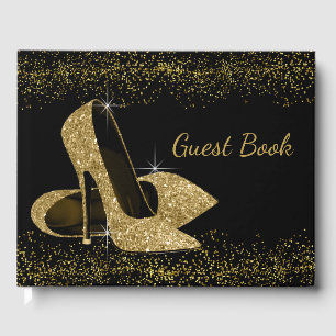 Livre d'or chaussure à talons hauts paillettes dor