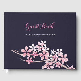 Livre D'or Cherry Blossom rose marine Mariage floral invité
