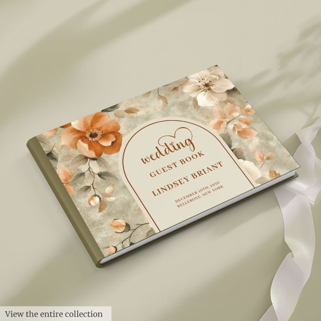 Livre D'or Chic Classic Boho Rusty Beige Olive Floral Wedding (Classic Boho Rusty Beige Olive Floral Wedding Guest Book)