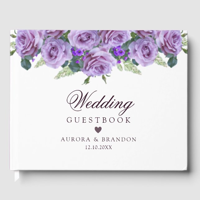 Livre D'or Chic Elegant violet Mariage Floral (Recto)