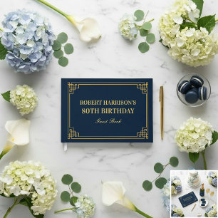 Livre d'or chic marine or 80e anniversaire