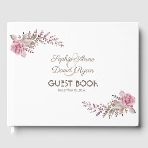 Livre D'or Chic Marsala Maroon Floral Aquarelle