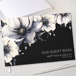 Livre D'or Chic moderne Floral noir blanc Mariage
