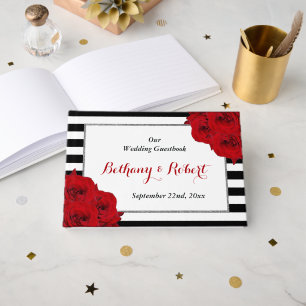 Livre D'or Chic Moderne Luxe Mariage Collection - Roses rouge